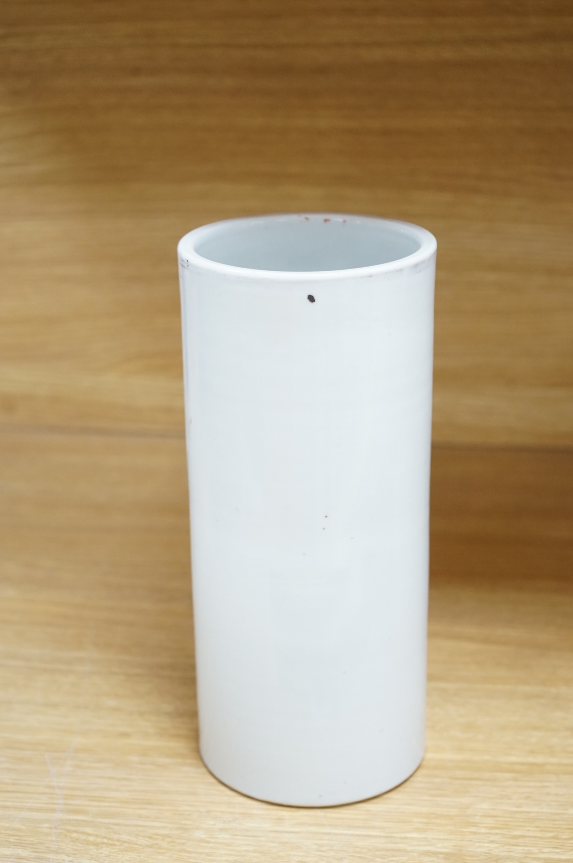 A Chinese polychrome porcelain brush pot, Republic period, 28cm high